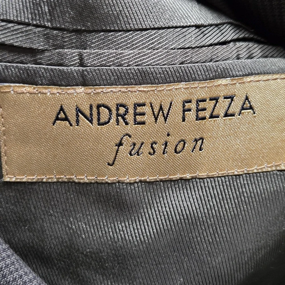 Andrew Fezza Blazer Mens 44 Gray Check Wool 3 Button Sport Coat Jacket